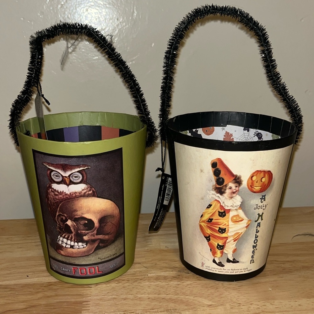 Vintage Containers paper mini gift buckets with handle set of 2